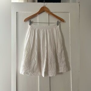 Floreat White Embroidered Skirt